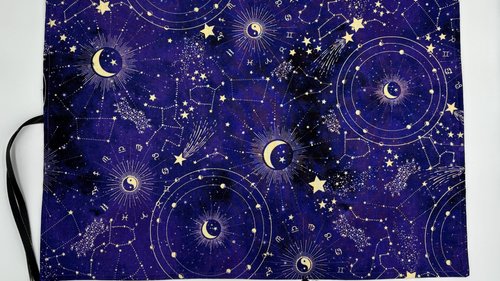 Reversible Silk Lined Tarot Wrap/ Celestial Tarot Wrap / Tarot Supplies / Tarot Deck Storage / Tarot Cloth / Tarot Supplies / Altar