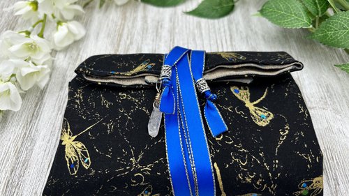 Reversible Silk Lined Tarot Wrap/ Dragonfly Tarot Wrap / Tarot Supplies / Tarot Deck Storage / Tarot Cloth / Tarot Supplies / Altar