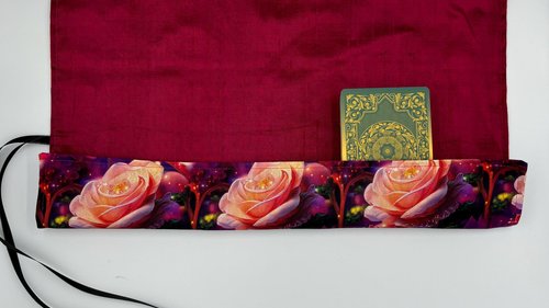 Reversible Silk Lined Tarot Wrap/ Rose Tarot Wrap / Tarot Supplies / Tarot Deck Storage / Tarot Cloth / Tarot Supplies / Altar