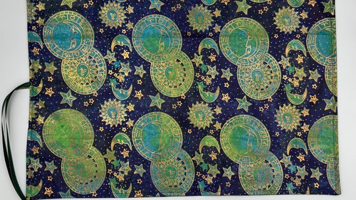 Reversible Silk Lined Tarot Wrap/ Celestial Tarot Wrap / Tarot Supplies / Tarot Deck Storage / Tarot Cloth / Tarot Supplies / Altar