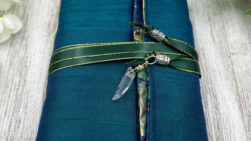 Reversible Silk Lined Tarot Wrap/ Celestial Tarot Wrap / Tarot Supplies / Tarot Deck Storage / Tarot Cloth / Tarot Supplies / Altar