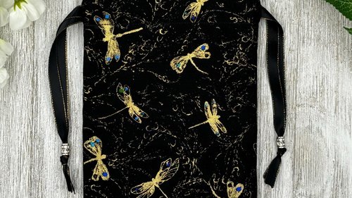 Dragonfly Tarot Bag/ Custom Tarot Pouch/ Keepsake Bag / Drawstring Bag / Oracle Bag / Crystal Bag / Tarot Pouch / Cosmetic Bag