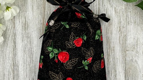 Rose Tarot Bag/ Custom Tarot Pouch/ Keepsake Bag / Drawstring Bag / Oracle Bag / Crystal Bag / Tarot Pouch / Cosmetic Bag
