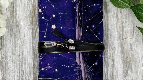 Reversible Silk Lined Tarot Wrap/ Celestial Tarot Wrap / Tarot Supplies / Tarot Deck Storage / Tarot Cloth / Tarot Supplies / Altar