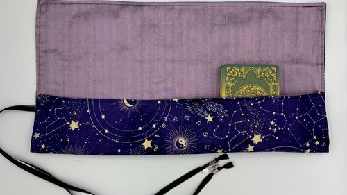 Reversible Silk Lined Tarot Wrap/ Celestial Tarot Wrap / Tarot Supplies / Tarot Deck Storage / Tarot Cloth / Tarot Supplies / Altar