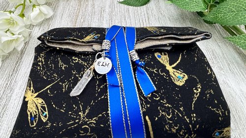Reversible Silk Lined Tarot Wrap/ Dragonfly Tarot Wrap / Tarot Supplies / Tarot Deck Storage / Tarot Cloth / Tarot Supplies / Altar