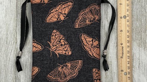 Moth Tarot Bag/ Custom Tarot Pouch/ Keepsake Bag / Drawstring Bag / Oracle Bag / Crystal Bag / Tarot Pouch / Cosmetic Bag