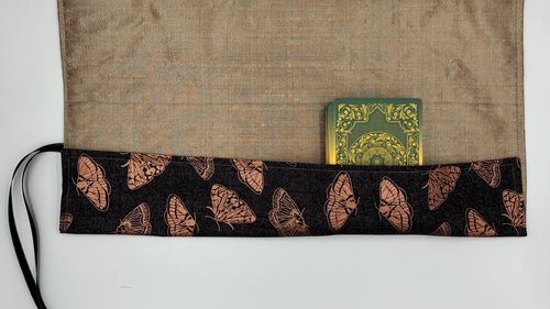 Reversible Silk Lined Tarot Wrap/ Moth Tarot Wrap / Tarot Supplies / Tarot Deck Storage / Tarot Cloth / Tarot Supplies / Altar