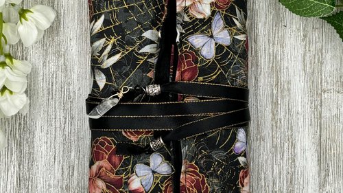 Reversible Silk Lined Tarot Wrap/ Floral SiderWeb Tarot Wrap / Tarot Supplies / Tarot Deck Storage / Tarot Cloth / Tarot Supplies / Altar