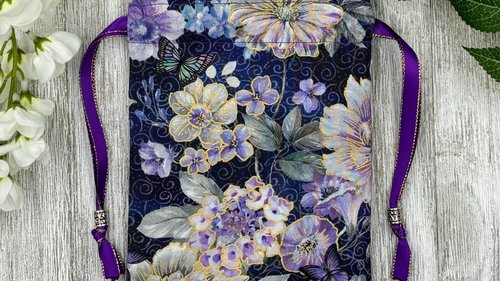 Floral Butterfly Tarot Bag/ Custom Tarot Pouch/ Keepsake Bag / Drawstring Bag / Oracle Bag / Crystal Bag / Tarot Pouch / Cosmetic Bag