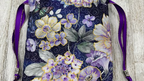 Floral Butterfly Tarot Bag/ Custom Tarot Pouch/ Keepsake Bag / Drawstring Bag / Oracle Bag / Crystal Bag / Tarot Pouch / Cosmetic Bag