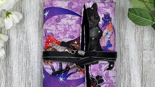 Reversible Cotton Lined Tarot Wrap/ Cat Tarot Wrap / Tarot Supplies / Tarot Deck Storage / Tarot Cloth / Tarot Supplies / Altar