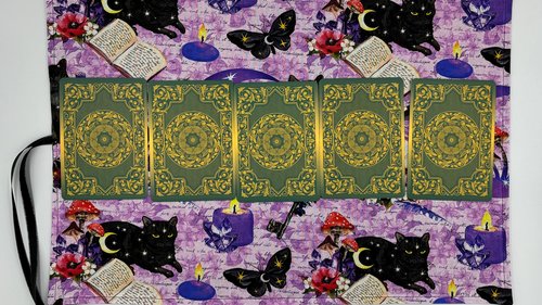 Reversible Cotton Lined Tarot Wrap/ Cat Tarot Wrap / Tarot Supplies / Tarot Deck Storage / Tarot Cloth / Tarot Supplies / Altar