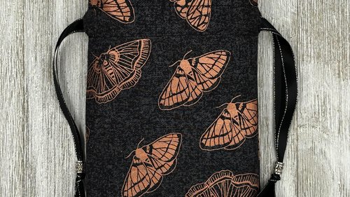 Moth Tarot Bag/ Custom Tarot Pouch/ Keepsake Bag / Drawstring Bag / Oracle Bag / Crystal Bag / Tarot Pouch / Cosmetic Bag