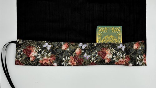 Reversible Silk Lined Tarot Wrap/ Floral SiderWeb Tarot Wrap / Tarot Supplies / Tarot Deck Storage / Tarot Cloth / Tarot Supplies / Altar