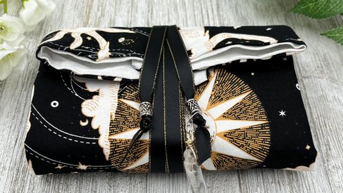 Reversible Silk Lined Tarot Wrap/ Sun Tarot Wrap / Tarot Supplies / Tarot Deck Storage / Tarot Cloth / Tarot Supplies / Altar