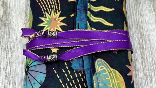 Reversible Silk Lined Tarot Wrap/ Celestial Tarot Wrap / Tarot Supplies / Tarot Deck Storage / Tarot Cloth / Tarot Supplies / Altar