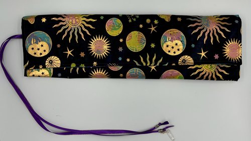 Reversible Silk Lined Tarot Wrap/ Celestial Tarot Wrap / Tarot Supplies / Tarot Deck Storage / Tarot Cloth / Tarot Supplies / Altar