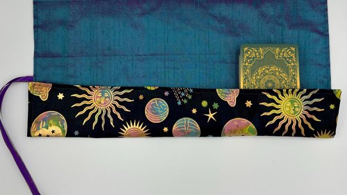 Reversible Silk Lined Tarot Wrap/ Celestial Tarot Wrap / Tarot Supplies / Tarot Deck Storage / Tarot Cloth / Tarot Supplies / Altar
