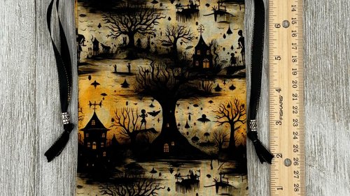 Creepy Tarot Bag/ Custom Tarot Pouch/ Keepsake Bag / Drawstring Bag / Oracle Bag / Crystal Bag / Tarot Pouch / Cosmetic Bag