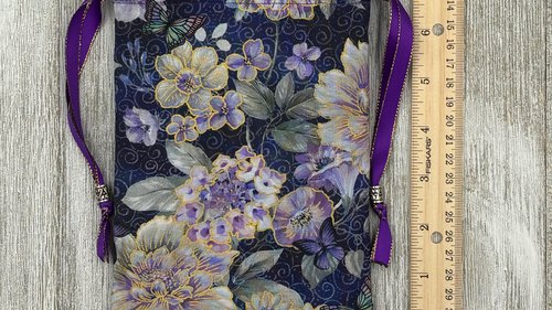 Floral Butterfly Tarot Bag/ Custom Tarot Pouch/ Keepsake Bag / Drawstring Bag / Oracle Bag / Crystal Bag / Tarot Pouch / Cosmetic Bag