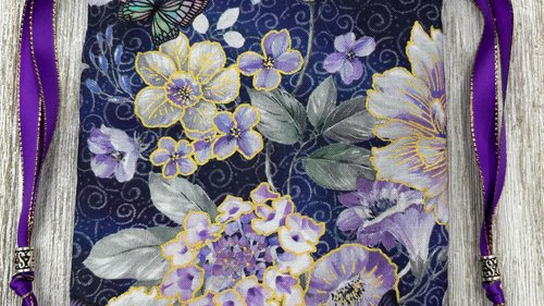 Floral Butterfly Tarot Bag/ Custom Tarot Pouch/ Keepsake Bag / Drawstring Bag / Oracle Bag / Crystal Bag / Tarot Pouch / Cosmetic Bag