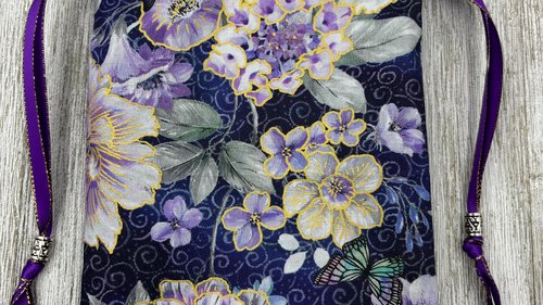 Floral Butterfly Tarot Bag/ Custom Tarot Pouch/ Keepsake Bag / Drawstring Bag / Oracle Bag / Crystal Bag / Tarot Pouch / Cosmetic Bag