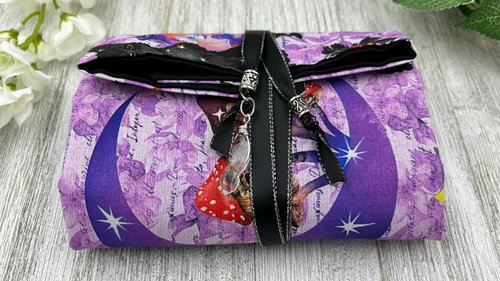 Reversible Cotton Lined Tarot Wrap/ Cat Tarot Wrap / Tarot Supplies / Tarot Deck Storage / Tarot Cloth / Tarot Supplies / Altar