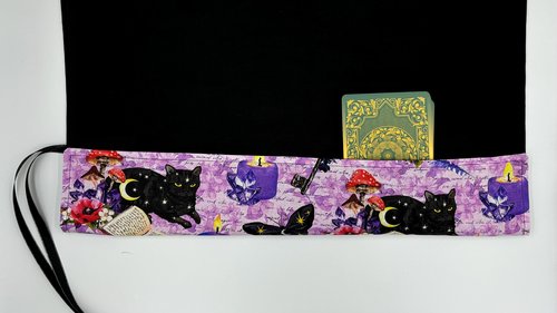 Reversible Cotton Lined Tarot Wrap/ Cat Tarot Wrap / Tarot Supplies / Tarot Deck Storage / Tarot Cloth / Tarot Supplies / Altar