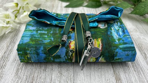 Reversible Satin Lined Tarot Wrap/ Monet Tarot Wrap / Tarot Supplies / Tarot Deck Storage / Tarot Cloth / Tarot Supplies / Altar