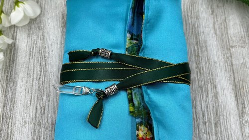 Reversible Satin Lined Tarot Wrap/ Monet Tarot Wrap / Tarot Supplies / Tarot Deck Storage / Tarot Cloth / Tarot Supplies / Altar