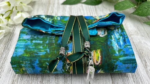 Reversible Satin Lined Tarot Wrap/ Monet Tarot Wrap / Tarot Supplies / Tarot Deck Storage / Tarot Cloth / Tarot Supplies / Altar