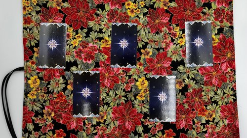 Reversible Silk Lined Tarot Wrap/ Poinsettia Tarot Wrap / Tarot Supplies / Tarot Deck Storage / Tarot Cloth / Tarot Supplies / Altar