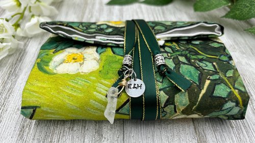 Reversible Silk Lined Tarot Wrap/ Van Gogh Tarot Wrap / Tarot Supplies / Tarot Deck Storage / Tarot Cloth / Tarot Supplies / Altar