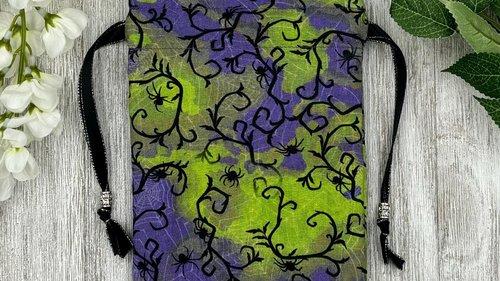 Spider Tarot Bag/ Custom Tarot Pouch/ Keepsake Bag / Drawstring Bag / Oracle Bag / Crystal Bag / Tarot Pouch / Cosmetic Bag