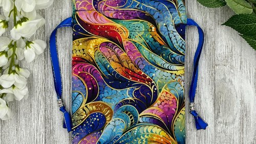 Colorful Tarot Bag/ Custom Tarot Pouch/ Keepsake Bag / Drawstring Bag / Oracle Bag / Crystal Bag / Tarot Pouch / Cosmetic Bag