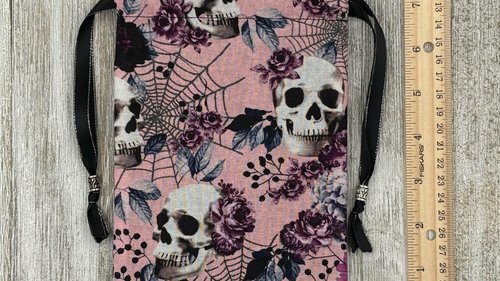 Skull Web Tarot Bag/ Custom Tarot Pouch/ Keepsake Bag / Drawstring Bag / Oracle Bag / Crystal Bag / Tarot Pouch / Cosmetic Bag