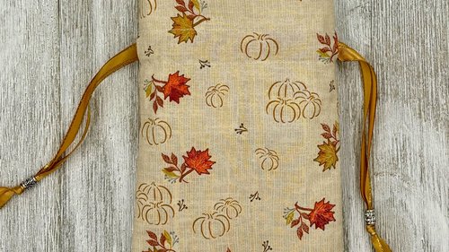 Leaves Pumpkin Tarot Bag/ Custom Tarot Pouch/ Keepsake Bag / Drawstring Bag / Oracle Bag / Crystal Bag / Tarot Pouch / Cosmetic Bag