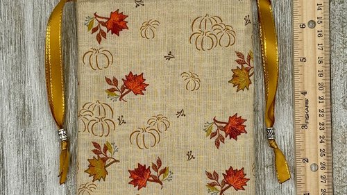 Leaves Pumpkin Tarot Bag/ Custom Tarot Pouch/ Keepsake Bag / Drawstring Bag / Oracle Bag / Crystal Bag / Tarot Pouch / Cosmetic Bag