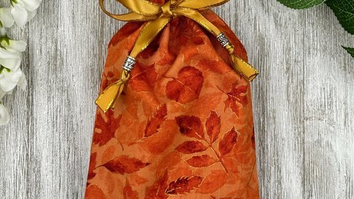 Leaves Tarot Bag/ Custom Tarot Pouch/ Keepsake Bag / Drawstring Bag / Oracle Bag / Crystal Bag / Tarot Pouch / Cosmetic Bag