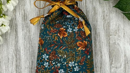 Floral Leaves Tarot Bag/ Custom Tarot bag/ Keepsake Bag / Drawstring Bag / Oracle Bag / Crystal Bag / Gift Bag / Tarot Pouch / Cosmetic Bag
