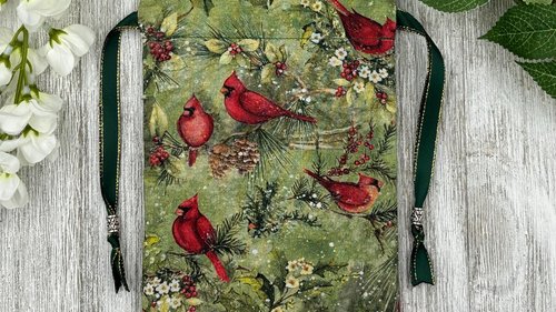 Cardinal Tarot Bag/ Custom Tarot Pouch/ Keepsake Bag / Drawstring Bag / Oracle Bag / Crystal Bag / Tarot Pouch / Cosmetic Bag