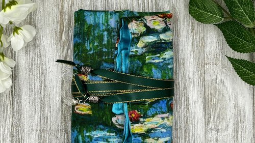 Reversible Satin Lined Tarot Wrap/ Monet Tarot Wrap / Tarot Supplies / Tarot Deck Storage / Tarot Cloth / Tarot Supplies / Altar