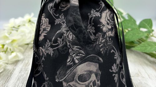 Witchy Skull Tarot Bag/ Custom Tarot Pouch/ Keepsake Bag / Drawstring Bag / Oracle Bag / Crystal Bag / Tarot Pouch / Cosmetic Bag