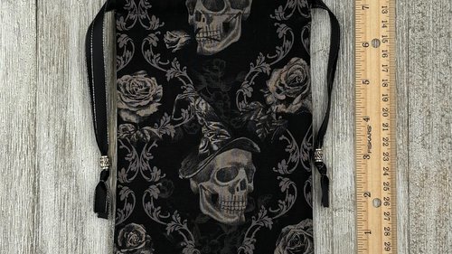 Witchy Skull Tarot Bag/ Custom Tarot Pouch/ Keepsake Bag / Drawstring Bag / Oracle Bag / Crystal Bag / Tarot Pouch / Cosmetic Bag