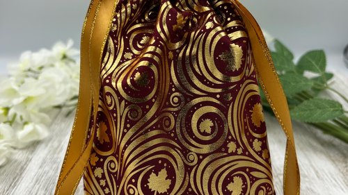 Leaves Tarot Bag/ Custom Tarot Bag/ Keepsake Bag / Drawstring Bag / Oracle Bag / Jewelry Bag / Crystal Bag / Gift Bag / Tarot Pouch