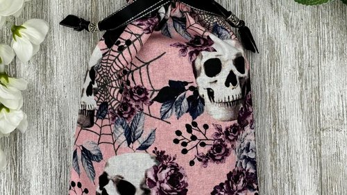 Skull Web Tarot Bag/ Custom Tarot Pouch/ Keepsake Bag / Drawstring Bag / Oracle Bag / Crystal Bag / Tarot Pouch / Cosmetic Bag