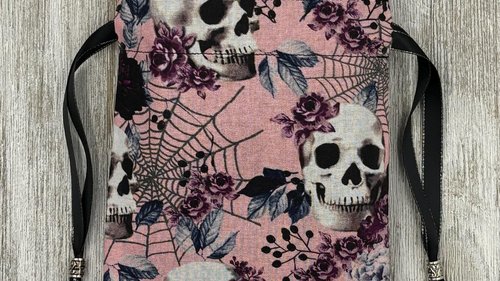 Skull Web Tarot Bag/ Custom Tarot Pouch/ Keepsake Bag / Drawstring Bag / Oracle Bag / Crystal Bag / Tarot Pouch / Cosmetic Bag