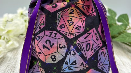 Dice Tarot Bag/ Custom Tarot Pouch/ Keepsake Bag / Drawstring Bag / Oracle Bag / Crystal Bag / Tarot Pouch / Cosmetic Bag