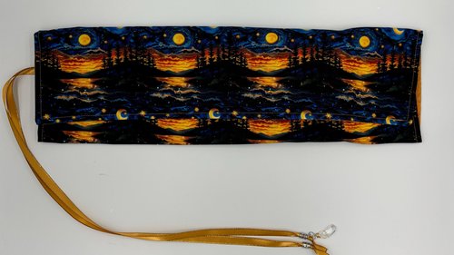Reversible Silk Lined Tarot Wrap/ Moon Scene Tarot Wrap / Tarot Supplies / Tarot Deck Storage / Tarot Cloth / Tarot Supplies / Altar